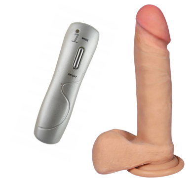 Dildo z wibracjami pilot cyberskóra cielisty 20 cm